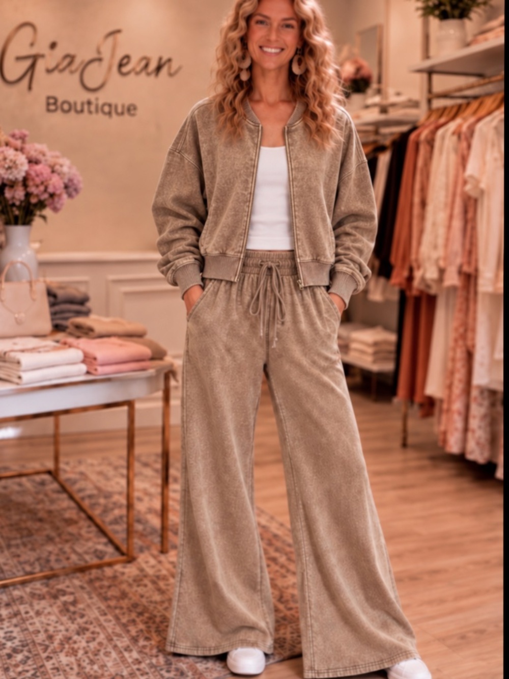 ❤️ ZENANA “ COURTNEY 6 “ ZENANA TWO PIECE ACID WASH SWEAT SUIT SET 68